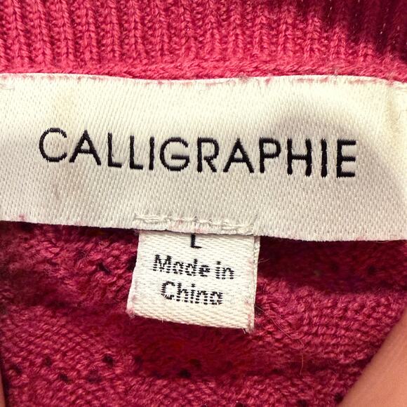 Calligraphie Burgundy Wine Red Ruffle Sleeve Knit Top Romantic Cottagecore Large - Picture 6 of 8